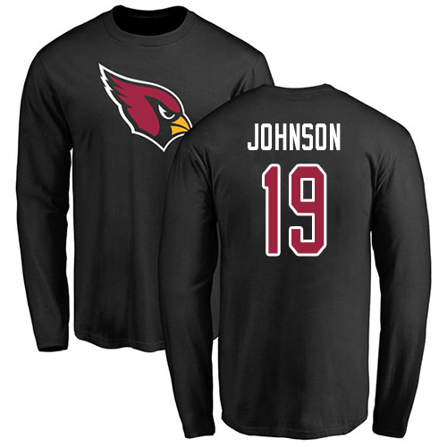 Arizona Cardinals Men Black KeeSean Johnson Name And Number Logo NFL Football #19 Long Sleeve T Shirt->nfl t-shirts->Sports Accessory